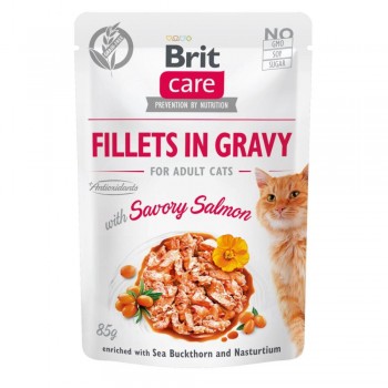 Brit Care Cat pouch - для дорослих котів, філе лосося в соусі, пауч, 24х85г