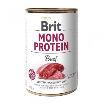 Brit Mono Protein - для дорослих собак усіх порід, харчова алергія, з яловичиною, консерва, 400гр x 6шт