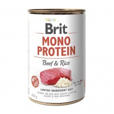 Brit Mono Protein - для дорослих собак усіх порід, харчова алергія, з яловичиною та рисом, консерва, 400гр x 6шт