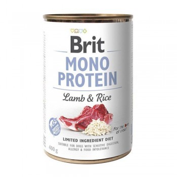 Brit Mono Protein - для дорослих собак усіх порід, харчова алергія, з ягням та рисом, консерва, 400гр x 6шт