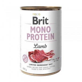 Brit Mono Protein - для дорослих собак усіх порід, харчова алергія, з ягням, консерва, 400гр x 6шт