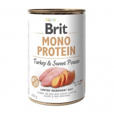 Brit Mono Protein - для дорослих собак усіх порід, харчова алергія, з індичкою та бататом, 400гр x 6шт