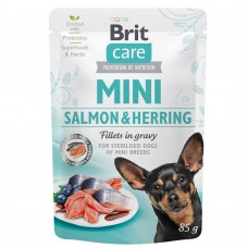 Brit Care Mini pouch - для стерилізованих дорослих собак маленьких порід, з лососем та оселедцем, пауч, 85гр х 24шт