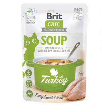 Brit Care Soup pouch - для дорослих котів, з індичкою, пауч, 24х85г