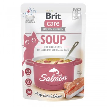 Brit Care Soup pouch - для дорослих котів, з лососем, пауч, 24х85г