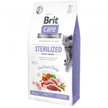 Brit Care Cat GF Sterilized Weight Control - для дорослих стерилізованих котів з надмірною вагою, качка та індичка, 7кг