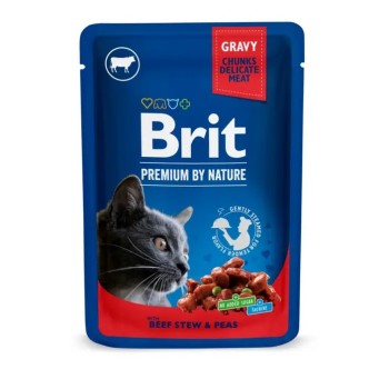 Brit Premium Cat Beef Stew & Peas pouch для дорослих котів з тушеною яловичиною та горохом, 12х100г