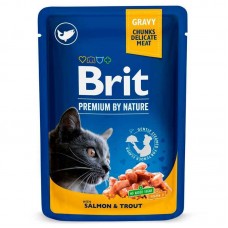 Brit Premium Salmon & Trout pouch, для дорослих котів, з лососем та фореллю, 12х100г