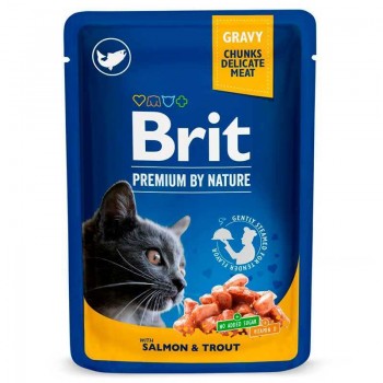 Brit Premium Salmon & Trout pouch, для дорослих котів, з лососем та фореллю, 12х100г