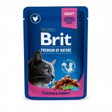 Brit Premium Cat Chicken & Turkey pouch для дорослих котів з куркою та індичкою, 12х100г