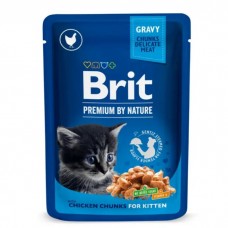 Brit Premium Cat Kitten Chicken Chunks pouch для кошенят, вагітних та лактуючих, з куркою 12х100г