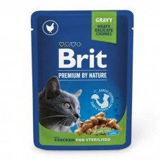 Brit Premium Cat Sterilised Chicken Slices pouch для дорослих, стерилізованих котів з куркою, 12х100г