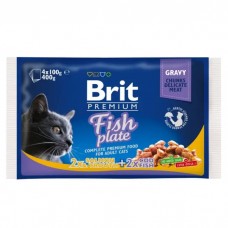 Brit Premium Cat Family Plate pouches набір вологого корму, рибна тарілка, для дорослих котів, 4х100г