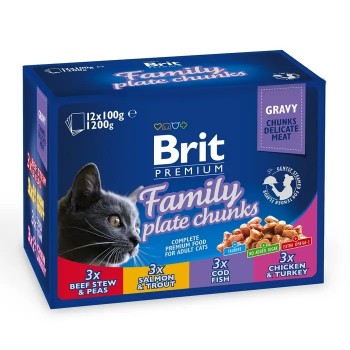 Brit Premium Cat Family Plate pouches набір вологого корму, для дорослих котів, 12х100г