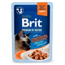 Brit Premium Delicate Fillets in Gravy Turkey, для дорослих котів, з філе в соусі, індичка, 12х85г