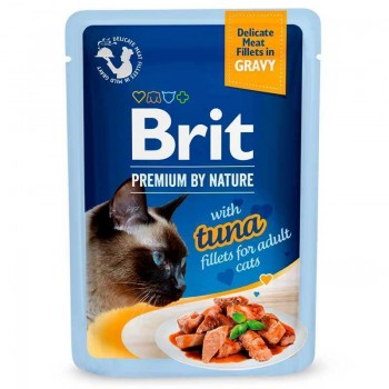 Brit Premium Delicate Fillets in Gravy Tuna, для дорослих котів, з філе в соусі, тунець, 12х85г