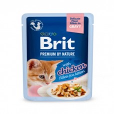 Brit Premium Delicate Fillets in Gravy Chicken for Kitten, для кошенят, з філе в соусі, курка, 12х85г