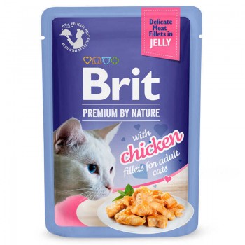 Brit Premium Delicate Fillets in Jelly Chicken, для дорослих котів, з куркою в желе, 12х85г