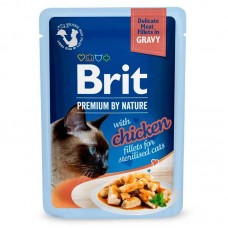 Brit Premium Delicate Fillets in Gravy Chicken for Sterilised, для стерилізованих котів, з філе в соусі, курка, 12х85г