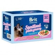 Brit Premium Delicate Fillets in Gravy Family Plate Sterilised, для стерилізованих котів, сімейна тарілка, 12х85г