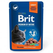 Brit Premium Salmon for Sterilised, для дорослих стерилізованих котів, з лососем, 12х100г