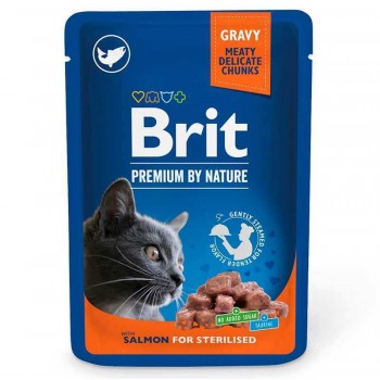 Brit Premium Salmon for Sterilised, для дорослих стерилізованих котів, з лососем, 12х100г