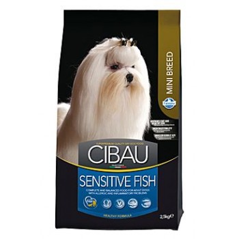 CIBAU Adult Sensitive Fish&Rice для дорослих собак, маленьких порід, з чутливим травленням, з рибою та рисом, 2.5кг.