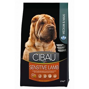 CIBAU Adult Sensitive Lamb&Rice для дорослих собак, середніх та великих порід, з чутливим травленням, з ягням 2.5кг.