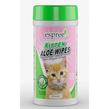 ESPREE Kitten Aloe Wipes, серветки для чищення кошенят, 50шт