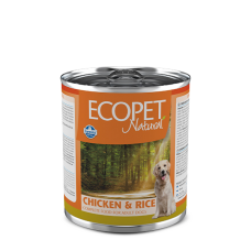 Ecopet Natural Chicken & Rice - для дорослих собак, курка та рис, консерва, 300гр x 6шт