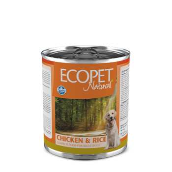 Ecopet Natural Chicken & Rice - для дорослих собак, курка та рис, консерва, 300гр x 6шт