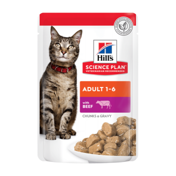 Hill`s Wet SP Fel Adt Bf для дорослих котів, з яловичиною, пауч, 85гр, (12шт).