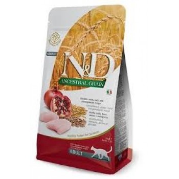 N&D Low Grain Chicken & Pomegranate сухий корм для дорослих котів , з куркою, овесом та гранатом, 1,5кг.