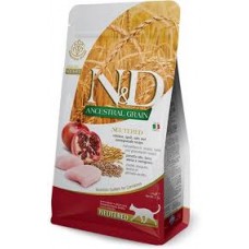 N&D Low Grain Chicken & Pomegranate Neutered сухий корм для дорослих стерилізованих котів , з куркою та гранатом, 1,5кг.