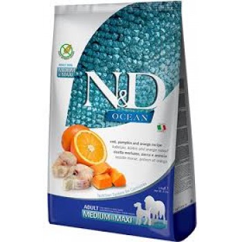 N&D Grain Free OCEAN COD, PUMPKIN & ORANGE для дорослих собак, маленьких порід, з тріскою та апельсином, 2,5кг