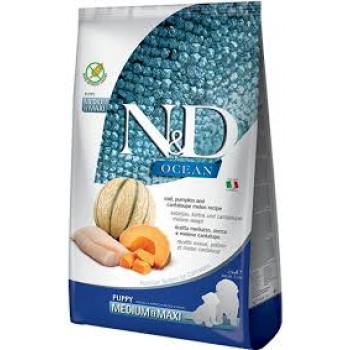 N&D Grain Free OCEAN COD, PUMPKIN & CANTALOUPE MELON з тріскою та динею, для цуценят, вагітних та лактуючих, для маленьких порід, 2,5кг.