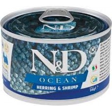 N&D Grain Free OCEAN HERRING & SHRIMP для дорослих собак, маленьких порід з оселедцем, тріскою, тунцем та креветкою, консерва, 140 г.