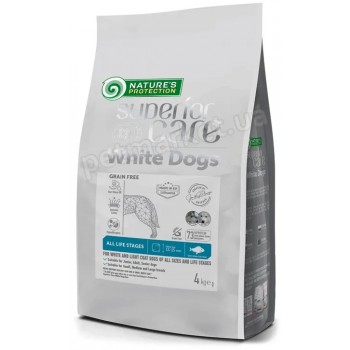 Nature's Protection White Dogs All Sizes and Life Stages GrainFree with White Fish для білої та світлої шерсті, для дорослих собак, середніх та крупних порід від 1 року, з рибою, 4кг