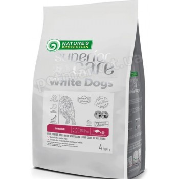 Nature's Protection White Dogs Junior All Sizes GrainFree with White Fish для білої та світлої шерсті, для цуценят середніх та крупних порід від 3х до 18 місяців, з білою рибою та рисом, 10кг