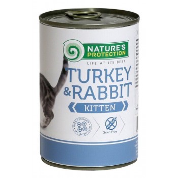 Nature's Protection Kitten with Turkey&Rabbit cans - вологий корм для кошенят, до 12 місяців, з індичкою та кроликом, 400г