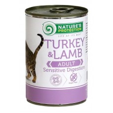 Nature's Protection Sensitive Digestion with Turkey&Lamb cans - вологий корм для дорослих котів з чутливим травленням, з індичкою та ягнятиною, 400г