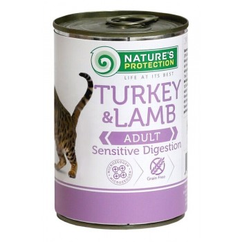 Nature's Protection Sensitive Digestion with Turkey&Lamb cans - вологий корм для дорослих котів з чутливим травленням, з індичкою та ягнятиною, 400г