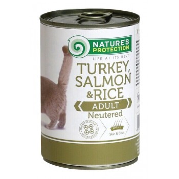 Nature's Protection Neutered with Turkey Salmon&Rice cans - вологий корм для дорослих стерилізованих котів, з індичкою, лососем та рисом, 400г