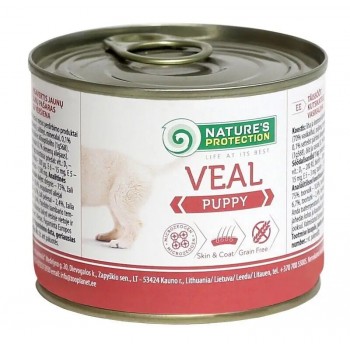 Nature's Protection Puppy Veal cans - вологий корм для цуценят до 12 місяців , з ягням, 200г