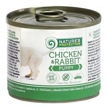 Nature's Protection Puppy Puppy chicken & rabbit cans - вологий корм для цуценят до 12 місяців , з куркою та кроликом, 200г