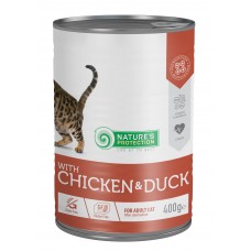 Nature's Protection Sterilised with Chicken&Duck cans - вологий корм для дорослих стерилізованих котів, з куркою та качкою, 400г