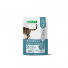 Nature's Protection Weight Control Adult Cats Chicken with Salmon and Tuna pouch - вологий корм для дорослих котів, контроль ваги, з куркою, лососем та тунцем, пауч, 100г