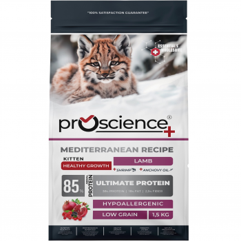 ProScience Kitten Lamb 15 кг - корм з ягням, борошном з анчоусів і креветок, анчоусною олією та середземноморськими фруктами для кошенят