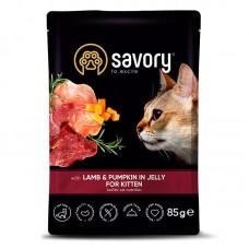 Savory Kitten Pouch Lamb and Pumpkin in Jelly, для кошенят, з гарбузом та ягням в желе, 12х85г