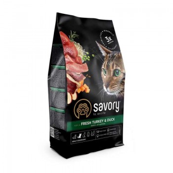 Корм сухий Savory Adult Cat Gourmand Fresh Turkey and Duck для дорослих котів зі свіжою індичкою і качкою 400 г